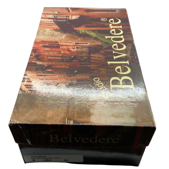 Studio Belvedere Sneakers Shoes Mens Size 8 M Bene Navy Blue Ostrich Lace Up - Picture 11 of 11